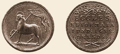 Mereau - Communion token<br>Reformed congregation Dresden