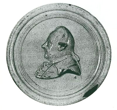 Guichard, Johann Philipp<br>1726-1798<br>founded an earthenware factory in Magdeburg, porcelain medal 1786